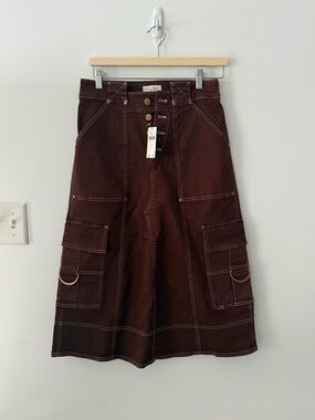 NWT Anthropologie Pilcro Reworked Utility Midi Skirt